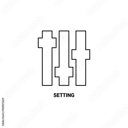 Simple minimalist vector line icon of setting sliders for configuration adjustment control panel interface design on white background isolated
