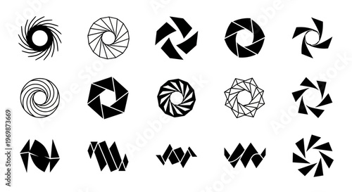 Abstract Aperture Iris Shutter Design Elements Set