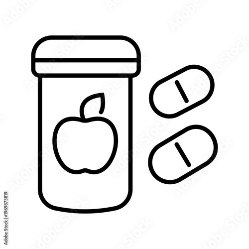 Apple candy icon. Food and confectionery line symbol. Black and white.