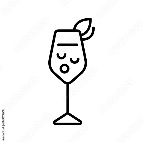 Champagne glass icon. Food and sparkling wine line symbol. Black and white.