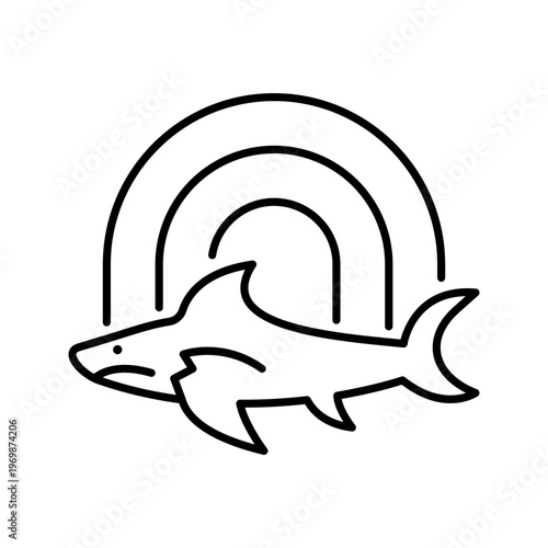 Dubai aquarium icon. Travel and aquarium line symbol. Black and white.