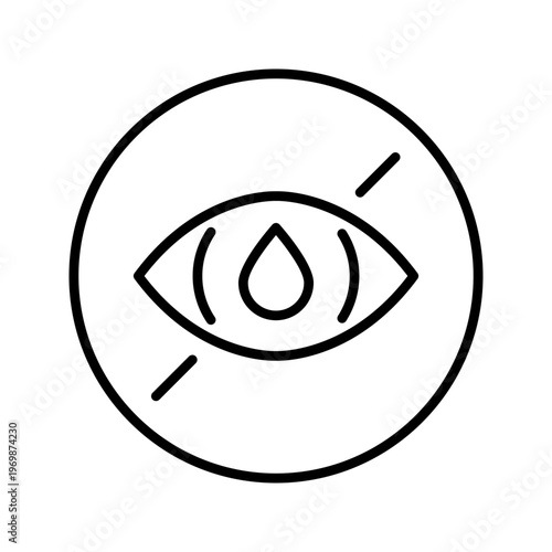 Dry eye icon. Healthcare and ophthalmology line symbol. Black and white.