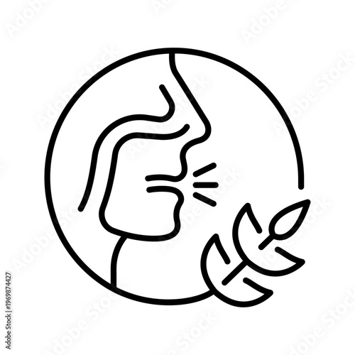 Grass allergy icon. Healthcare and allergy line symbol. Black and white.