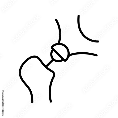 Hip joint icon. Healthcare and orthopedics line symbol. Black and white.