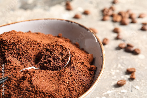 Bowl with coffee powder and...