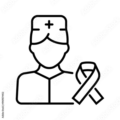 Hiv specialist icon. Healthcare and immunology line symbol. Black and white.