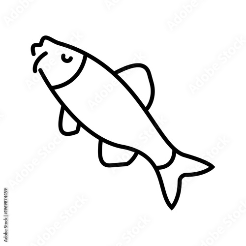 Ide fish icon. Animals and freshwater fish line symbol. Black and white.