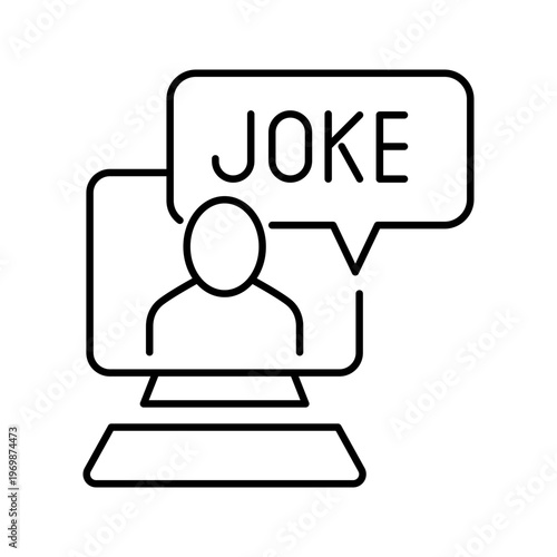 Internet joke icon. Entertainment and digital humor line symbol. Black and white.