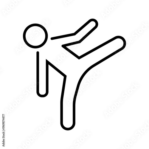 Karate kick icon. Sports and martial arts line symbol. Black and white.