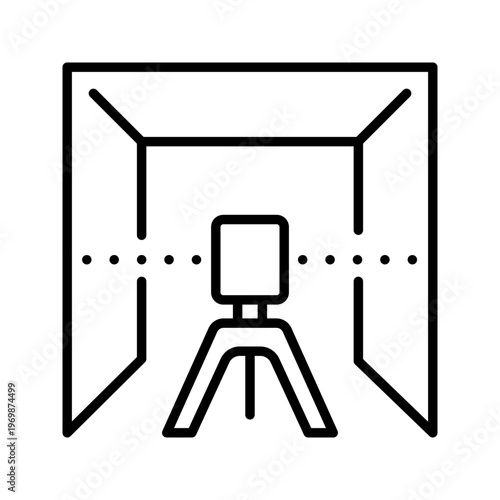 Laser level icon. Industry and surveying line symbol. Black and white.