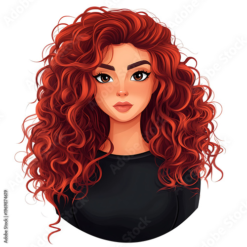 Curly Haired Woman Cartoon Vector Illustration
