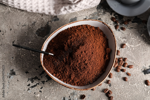 Bowl with coffee powder and...
