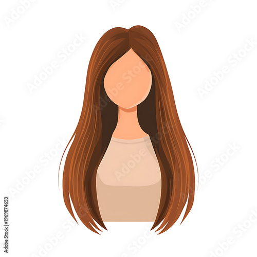 Elegant Woman Long Hair Icon Isolated