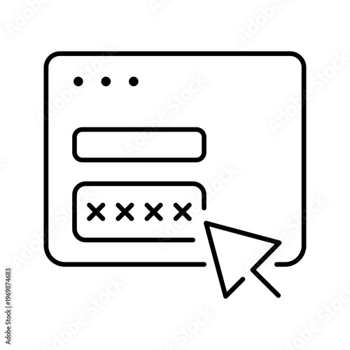 Pin code icon. Security and authentication line symbol. Black and white.