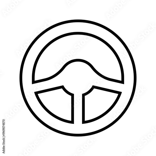 Steering wheel icon. Automotive and car parts line symbol. Black and white.