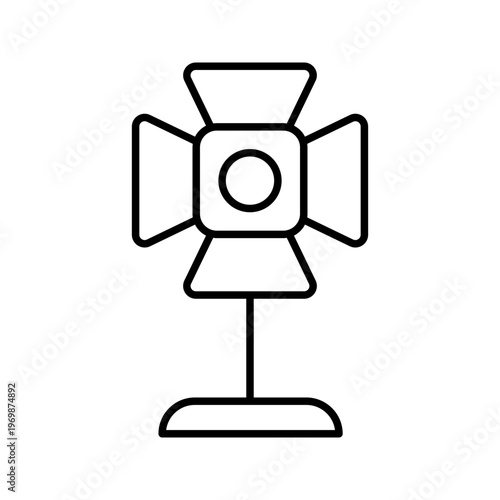 Studio light icon. Media and studio lighting line symbol. Black and white.
