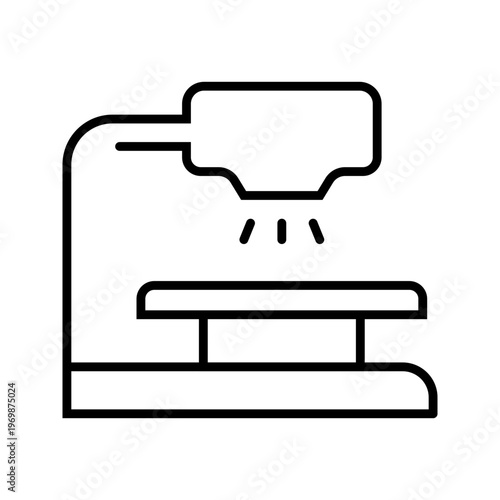 Xray machine icon. Healthcare and radiology line symbol. Black and white.