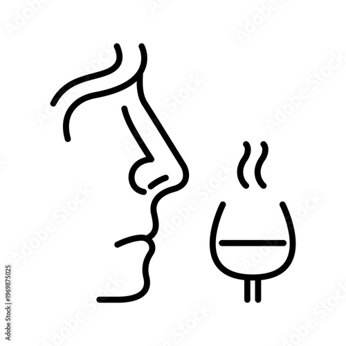 Wine tasting icon. Food and wine line symbol. Black and white.