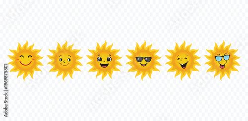 Cute Smiling Sun Cartoon Wearing Sunglasses Weather Vector Illustration