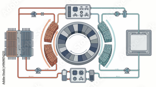 A technical diagram of electronic circuits and components.
