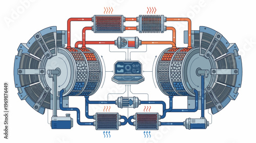 Diagram of industrial machinery system components.