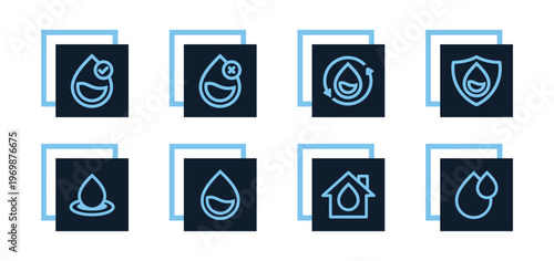 Droplet, clean water, water supply, fresh water, environment Icon Pack for Website, Apps, and UI Interfaces