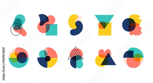 Abstract geometric shapes composition, modern design