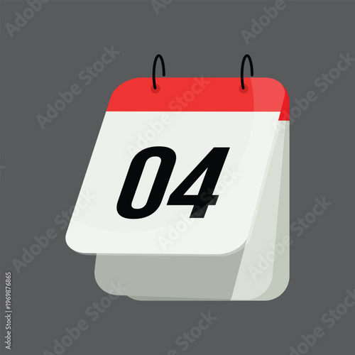 Photos flat design four date calendar icon with three layers and red header for daily s