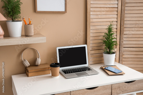 Interior of office with wor...