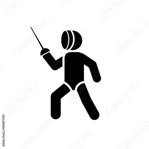 Fencing Sport Silhouette: Athlete with Sword