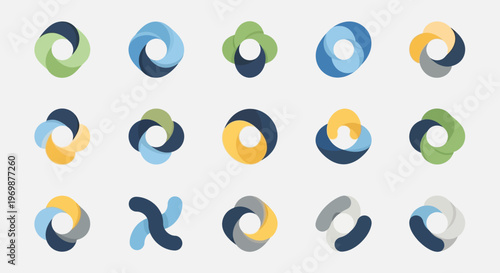 Abstract infinite loop logo set, colorful shapes