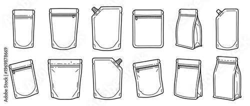 Flexible packaging pouches and bags in various shapes and sizes for food, liquid, and product storage.