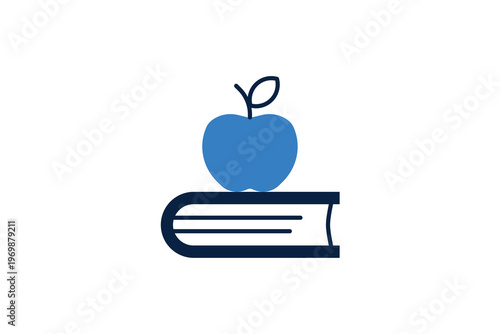 Knowledge icon featuring a ripe apple resting on top of a closed book for teachers.