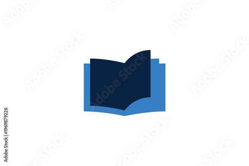 Bold silhouette icon of an open book suitable for corporate or educational branding.