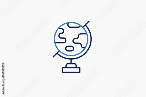School globe icon on a stand representing geography and global education.