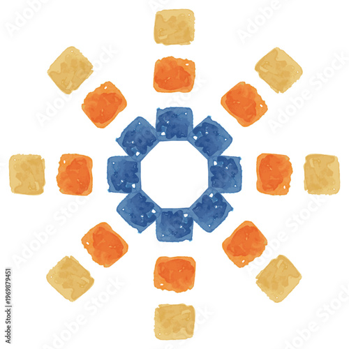 わんぱく水彩シリーズ 幼稚園・保育園向け 四角い模様のリース フレーム ビビッドカラー