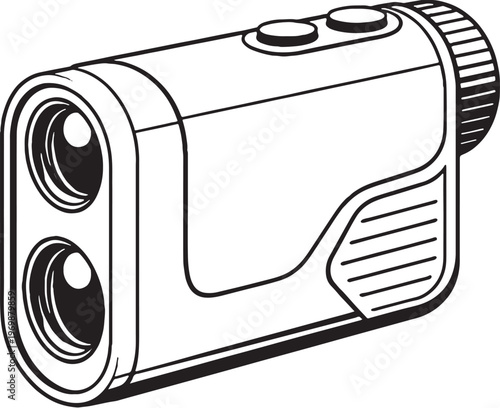 Rangefinder Device Vector Line Art Side View Distance Measuring Equipment Illustration