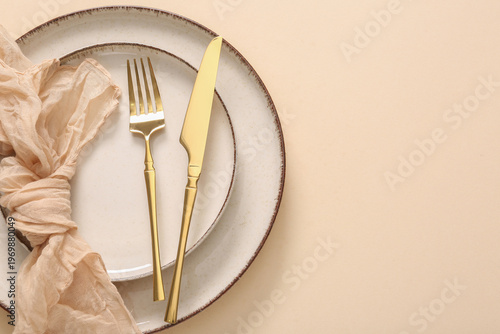 Table setting with golden c...