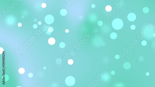 Teal background with white bokeh circles scattered randomly. Bright and soothing design suitable for web and graphic design projects.