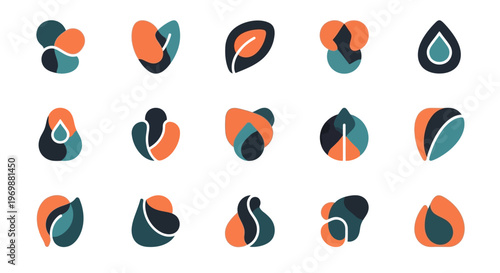 Abstract nature logo set. Eco organic icons