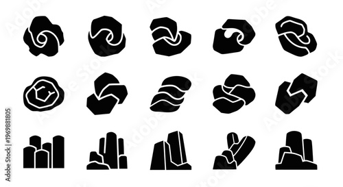 Abstract rock formations vector icons set