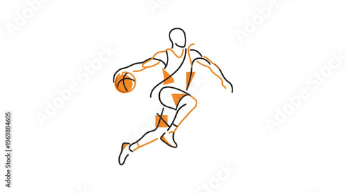 Man playing basketball with ball.