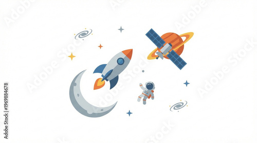 Rocket ship blasts off into space.