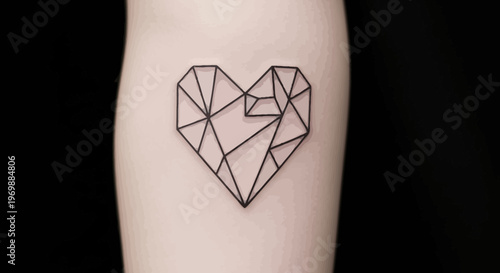 Geometric Heart Tattoo Design