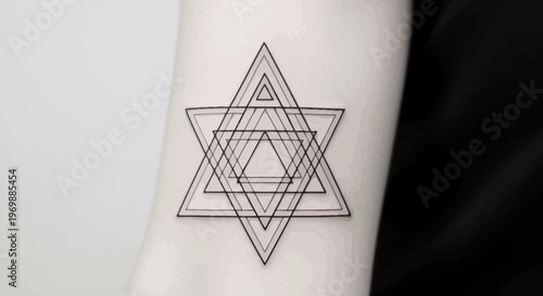 Geometric Tattoo Design: Overlapping Triangles Star Symbol