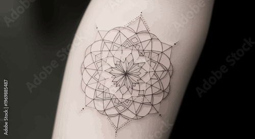 Geometric Mandala Tattoo Design on Skin