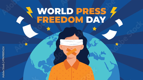 World Press Freedom Day Vector Illustration for Journalism Rights and Global Censorship Awareness Campaigns