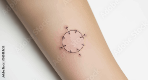 Minimalist Compass Tattoo on Arm - Navigation, Direction, and Journey Concept