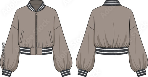 Fashionable Bomber Jacket Illustration: A Versatile Wardrobe Staple for Trendy Outfits, Streetwear Aesthetics, and Seasonal Collections, Showcasing Style and Comfort