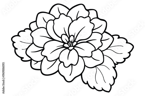 Cuadro en lienzo geranium flower silhouette line art vector illustration with a white background